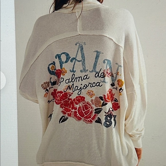 Free People We The Free Spanish Rose Waffle Tee Long Sleeve - Picture 2 of 9